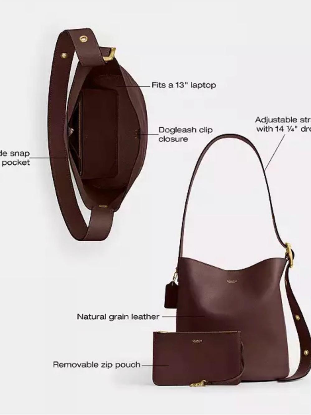 Coach Bleecker Bucket Bag - Picture 8 of 9